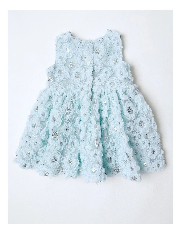 Skye Sleeveless Woven Fit and Flare Dress With Tulle Rouleau in Light Blue image 3