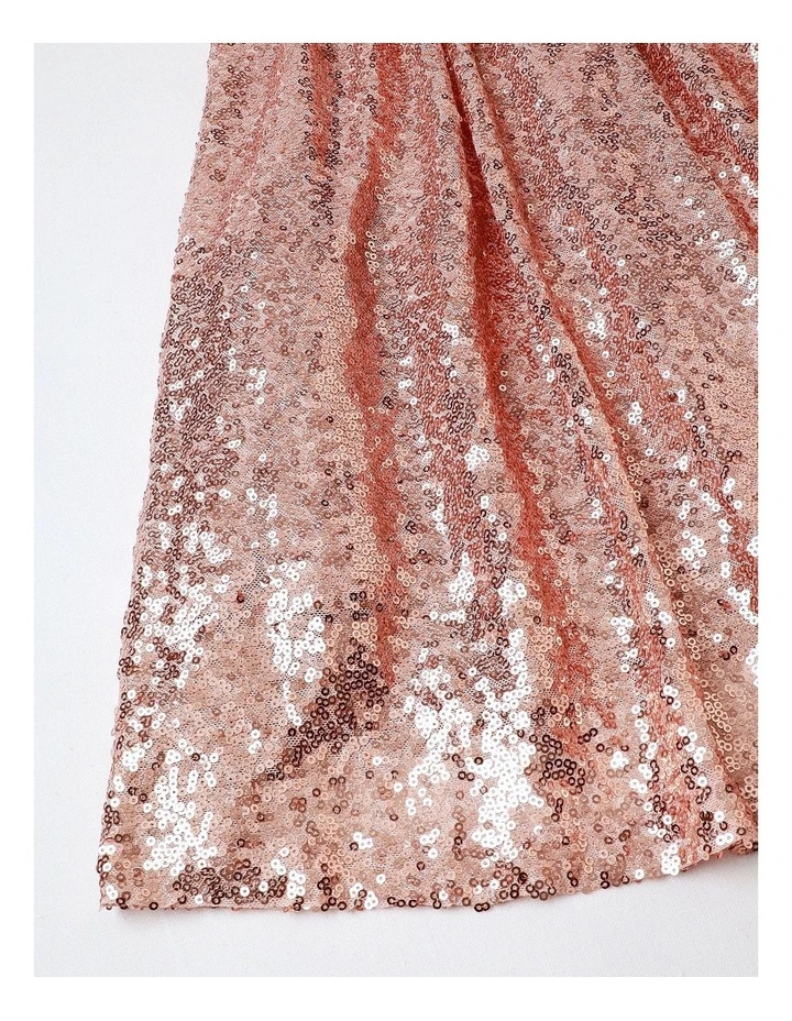 Jasmine Junior Sleeveless Halter Sequin Dress in Rose Gold image 4