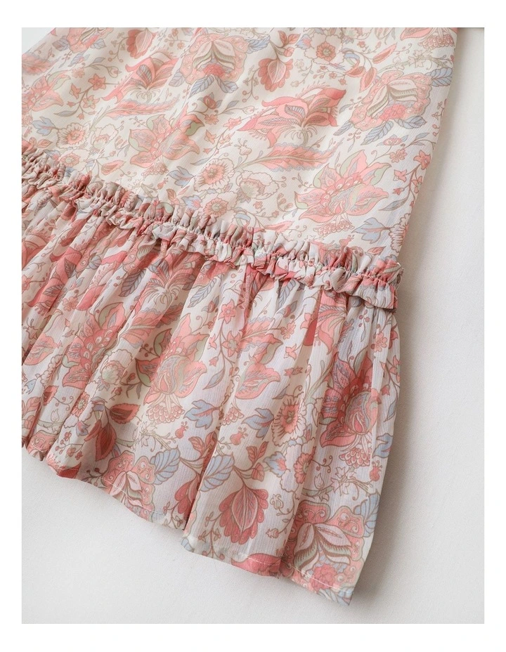 Ainsley Junior Short Sleeve Textured Tulle Dress with Bubble Sleeve image 2