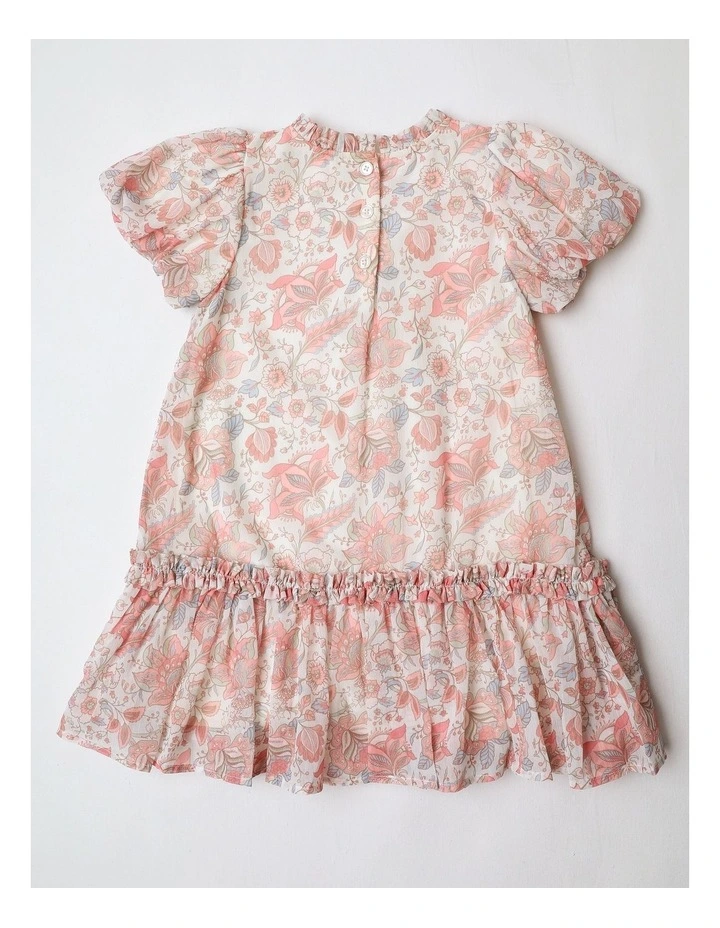 Ainsley Junior Short Sleeve Textured Tulle Dress with Bubble Sleeve image 3