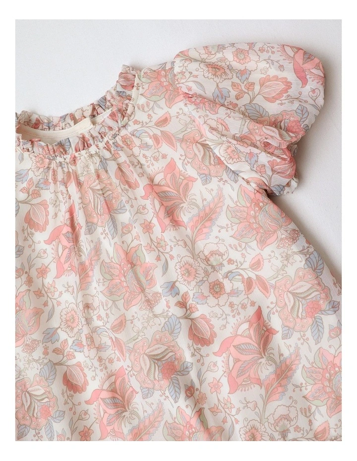 Ainsley Junior Short Sleeve Textured Tulle Dress with Bubble Sleeve image 4