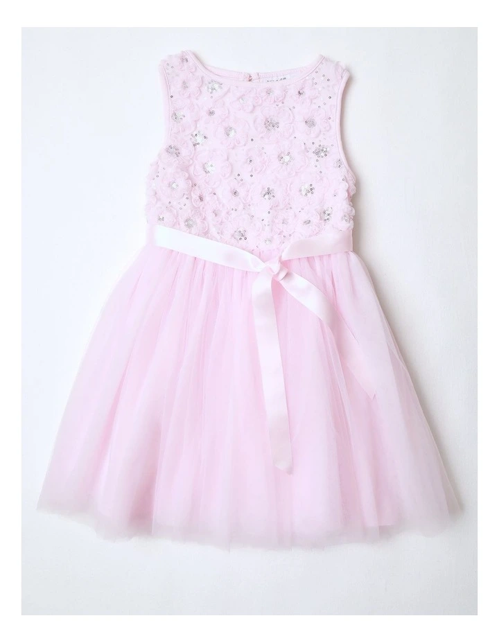 Angelina Junior Sleeveless Tutu Dress with Daisy Rouleau Bodice and Tulle Skirt in Light Pink image 1