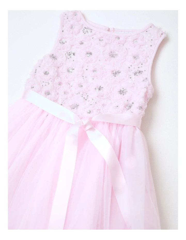 Angelina Junior Sleeveless Tutu Dress with Daisy Rouleau Bodice and Tulle Skirt in Light Pink image 2