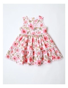 Emma Newborn Sleeveless Dress with Tiered Skirt in Pink