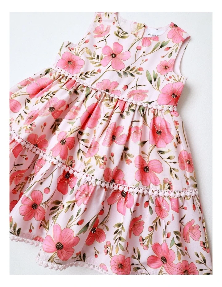 Emma Newborn Sleeveless Dress with Tiered Skirt in Pink image 2