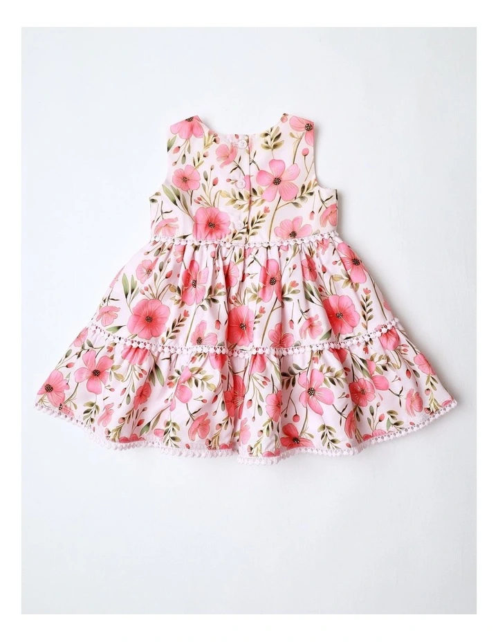 Emma Newborn Sleeveless Dress with Tiered Skirt in Pink image 3