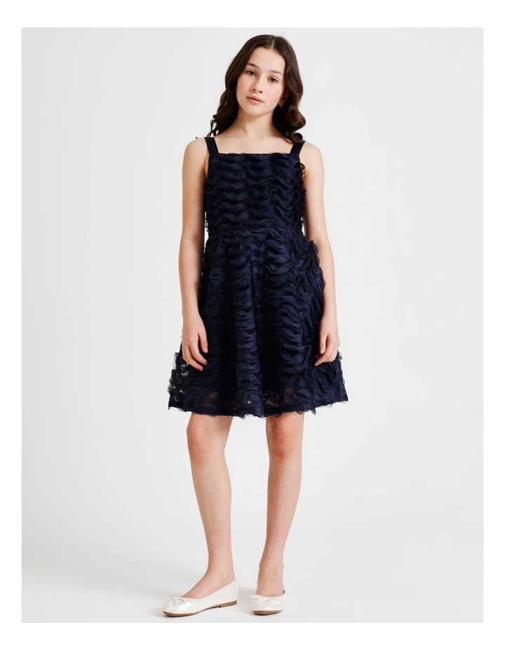 Gemma Senior Sleeveless Fit and Flare Dress with Rouleau in Navy image 2