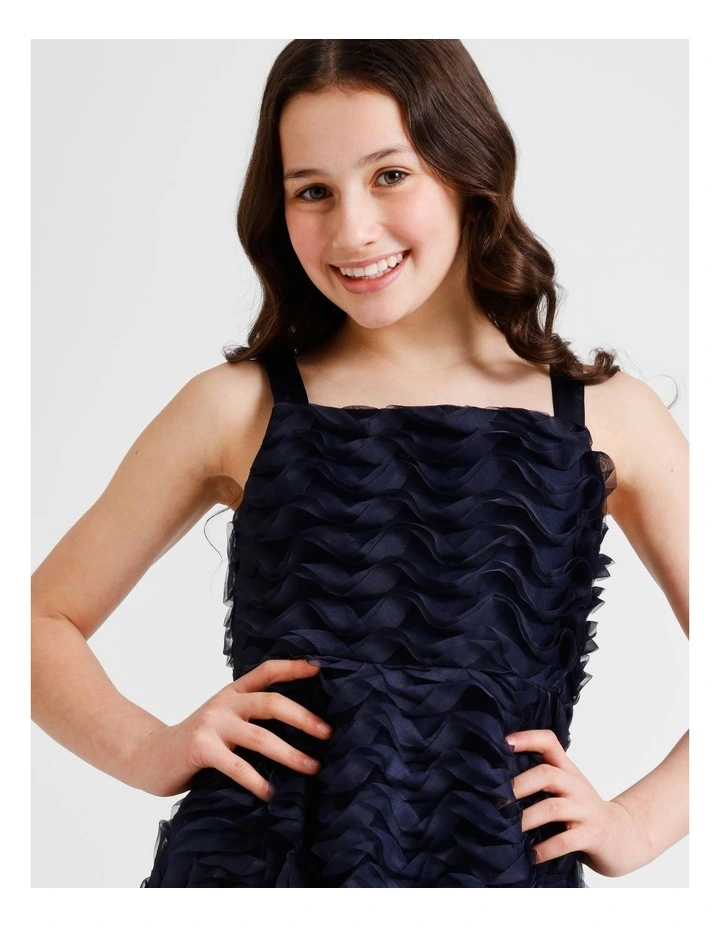 Gemma Senior Sleeveless Fit and Flare Dress with Rouleau in Navy image 3