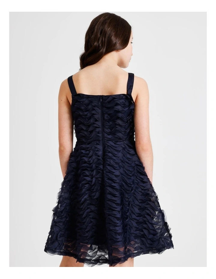 Gemma Senior Sleeveless Fit and Flare Dress with Rouleau in Navy image 5