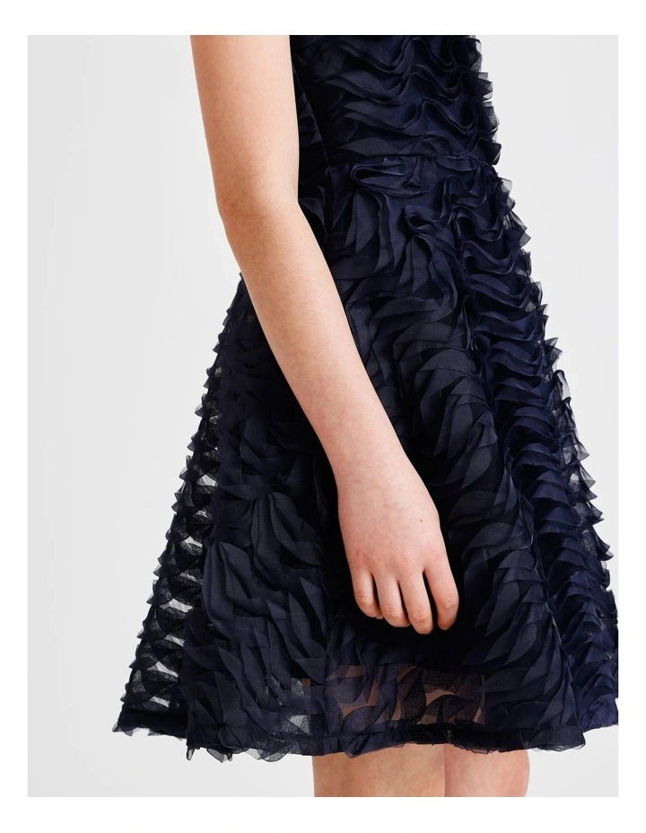 Gemma Senior Sleeveless Fit and Flare Dress with Rouleau in Navy image 6