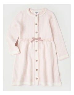 Leonora Tweed Look Knitted Dress in Pink