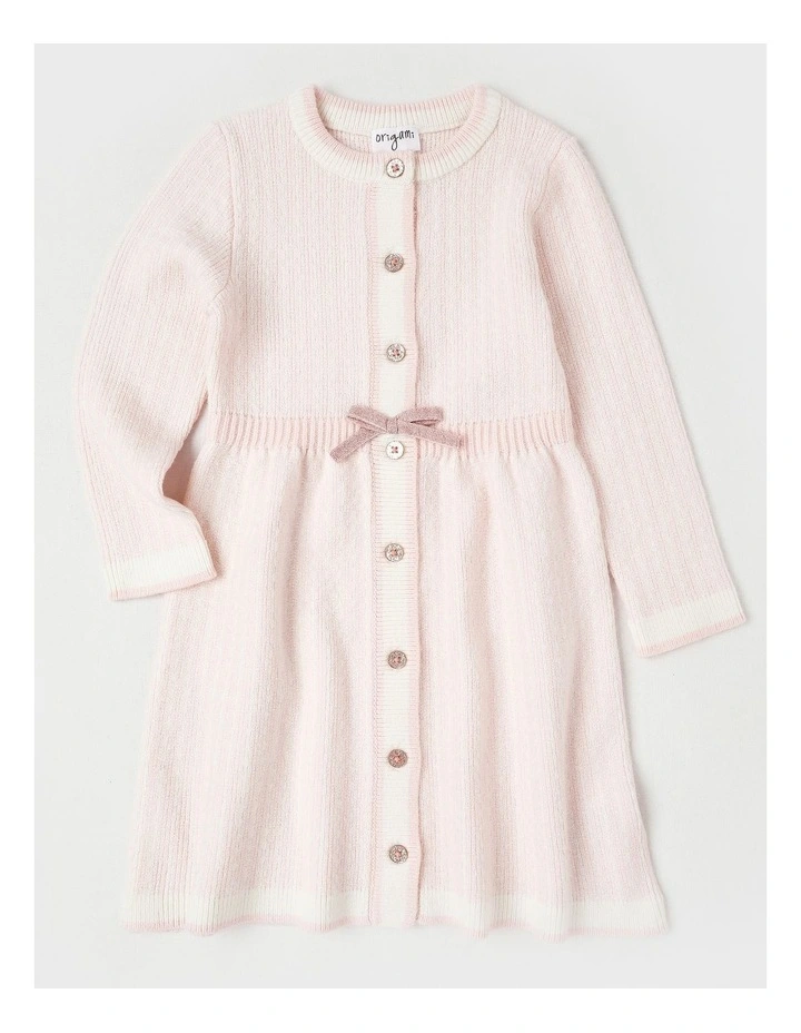 Leonora Tweed Look Knitted Dress in Pink image 1