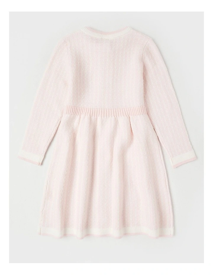 Leonora Tweed Look Knitted Dress in Pink image 4