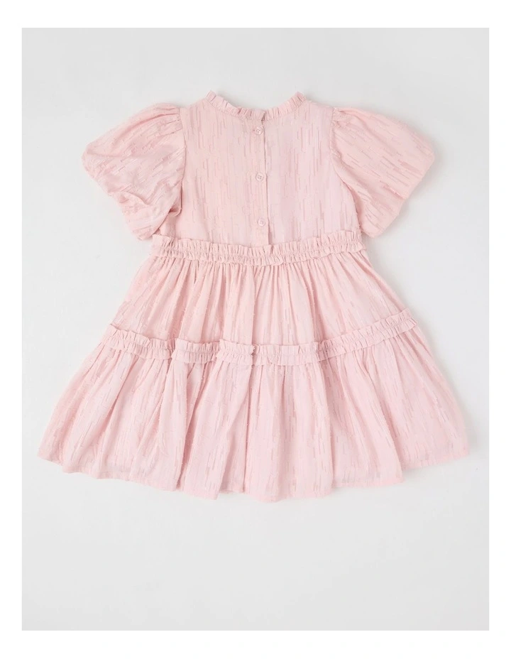 Ember Lurex Drop Waist Dress in Pink image 3