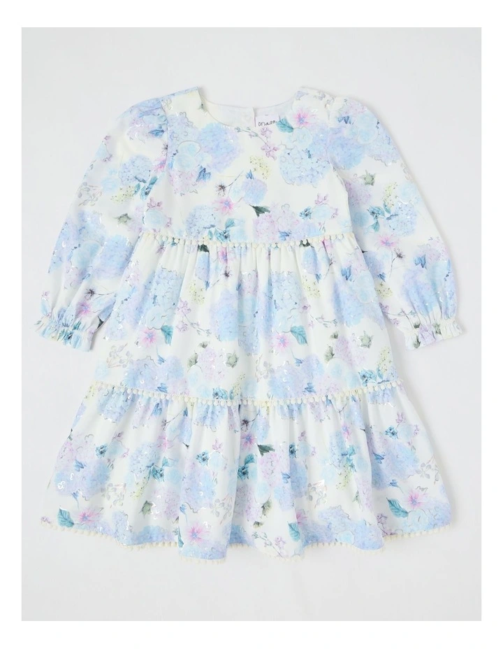 Seraphina Tiered Dress with Bobble Trim in White image 1