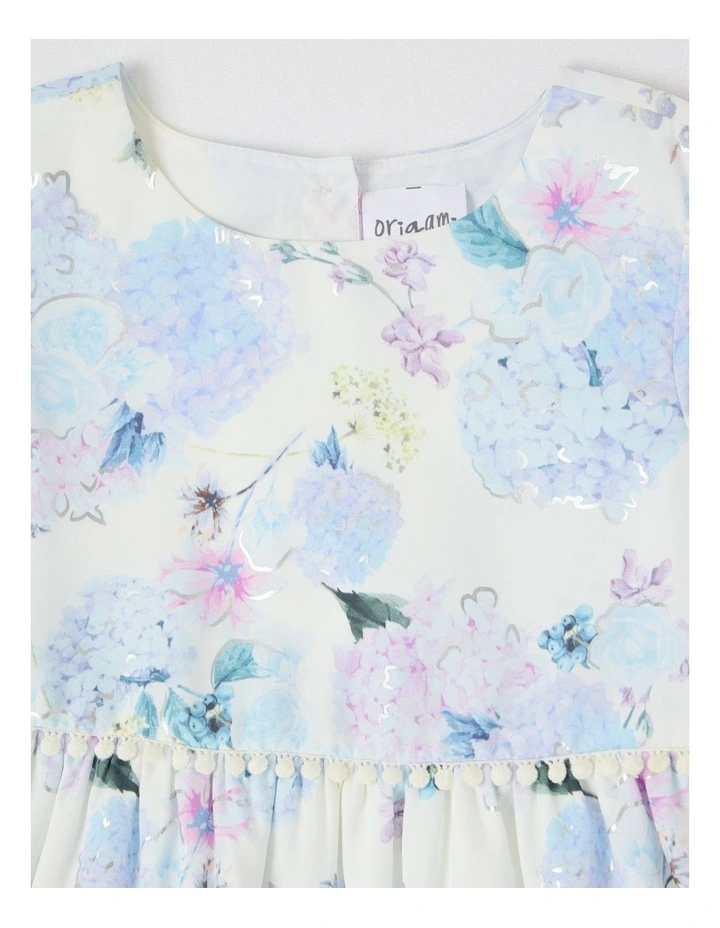 Seraphina Tiered Dress with Bobble Trim in White image 2