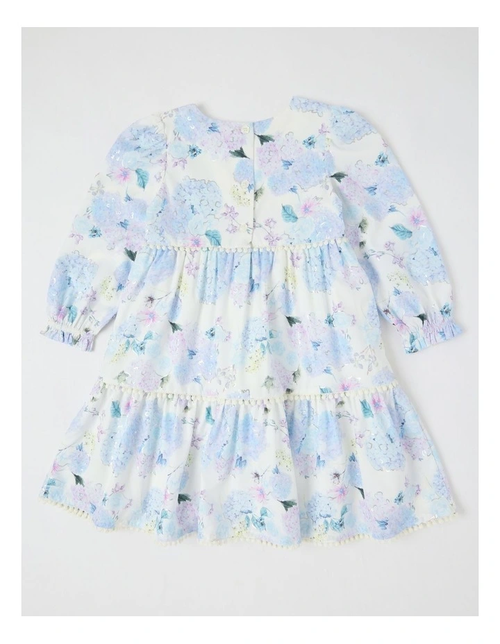 Seraphina Tiered Dress with Bobble Trim in White image 3