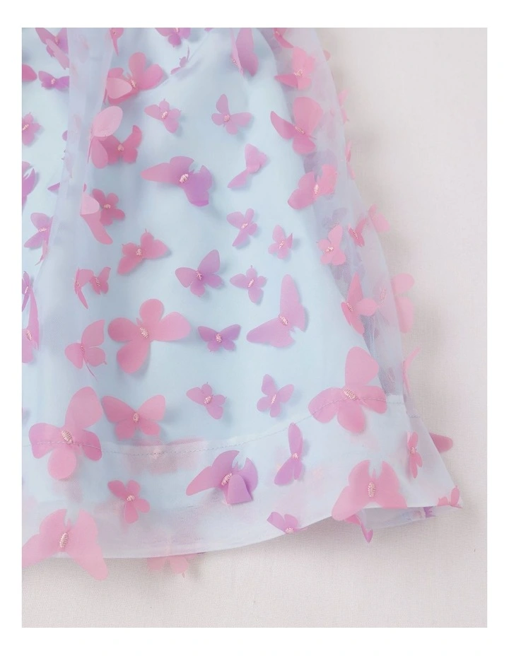 Lucinda 3D Cut Out Butterfly Dress with Puff Sleeves in Light Blue image 4