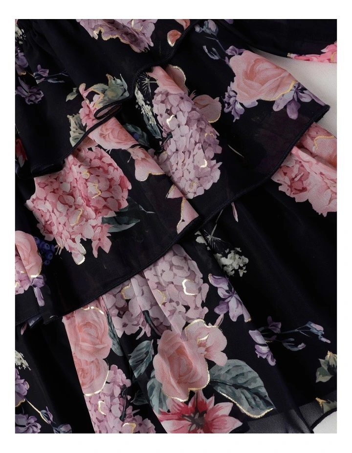 Grace Chiffon Dress with Tiered Skirt in Navy image 3