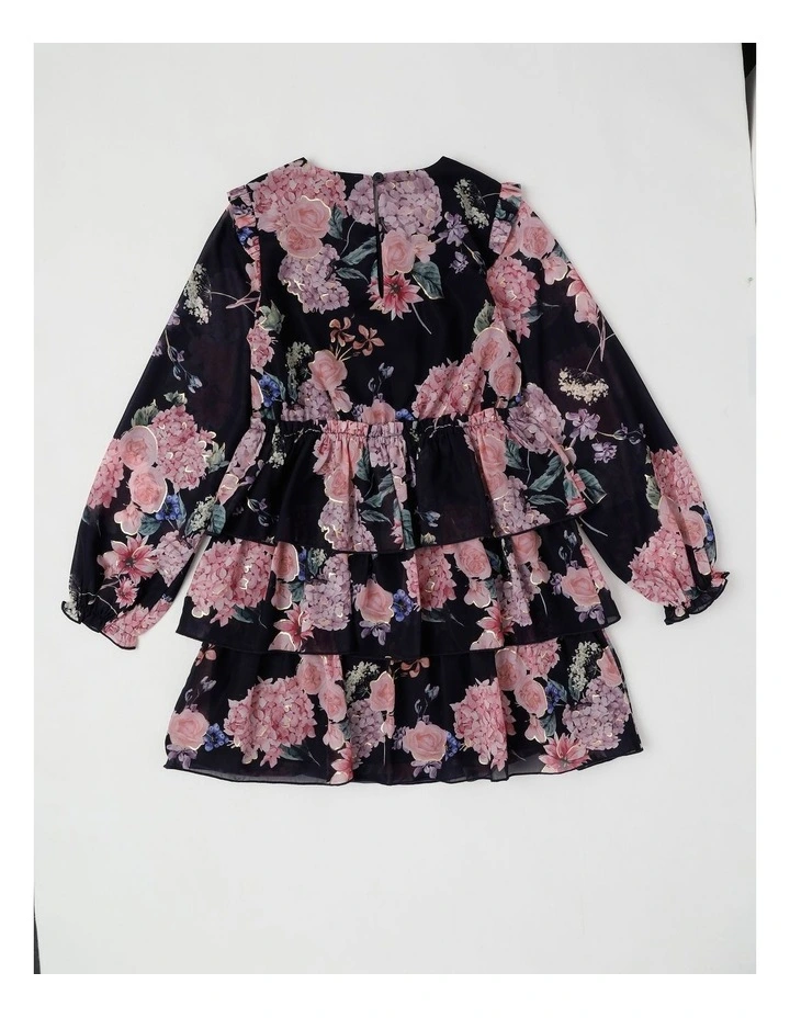 Grace Chiffon Dress with Tiered Skirt in Navy image 4