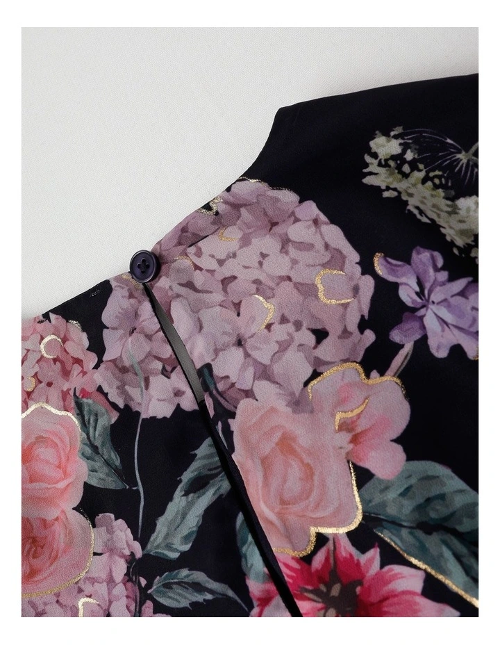 Grace Chiffon Dress with Tiered Skirt in Navy image 5