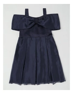 Savini Organza Fit & Flare Dress in Navy
