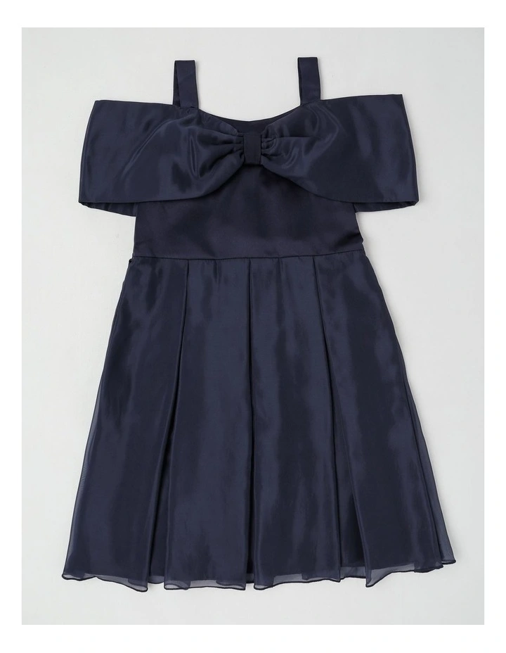 Savini Organza Fit & Flare Dress in Navy image 1