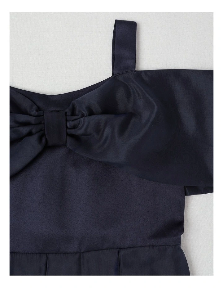 Savini Organza Fit & Flare Dress in Navy image 2