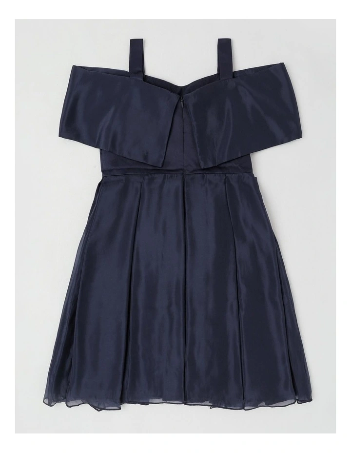 Savini Organza Fit & Flare Dress in Navy image 3