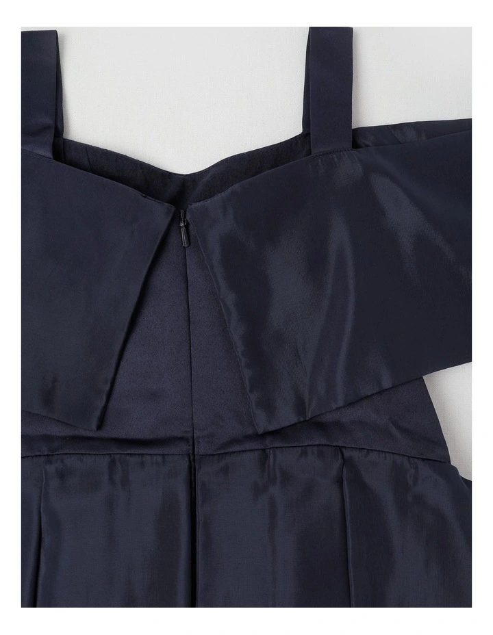 Savini Organza Fit & Flare Dress in Navy image 4