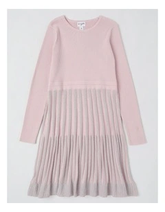 Zoe Knitted Dress with Boat Neck in Pink