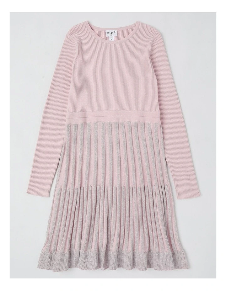 Zoe Knitted Dress with Boat Neck in Pink image 1