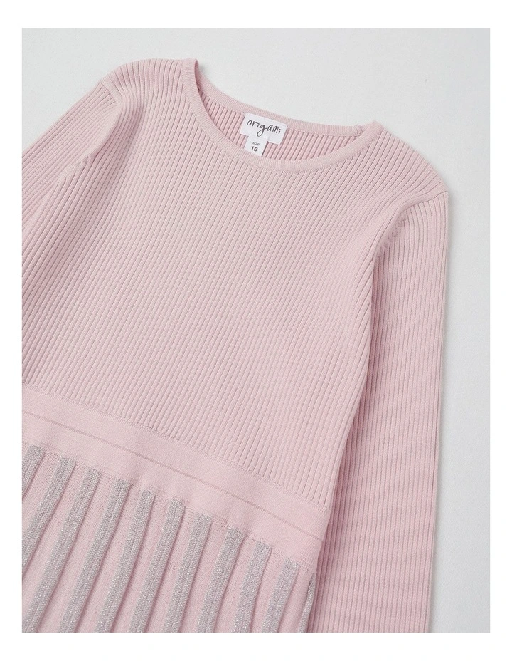 Zoe Knitted Dress with Boat Neck in Pink image 2