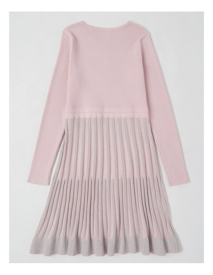 Zoe Knitted Dress with Boat Neck in Pink image 3