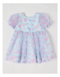 Lulu Butterfly Dress with Puff Sleeves in Light Blue