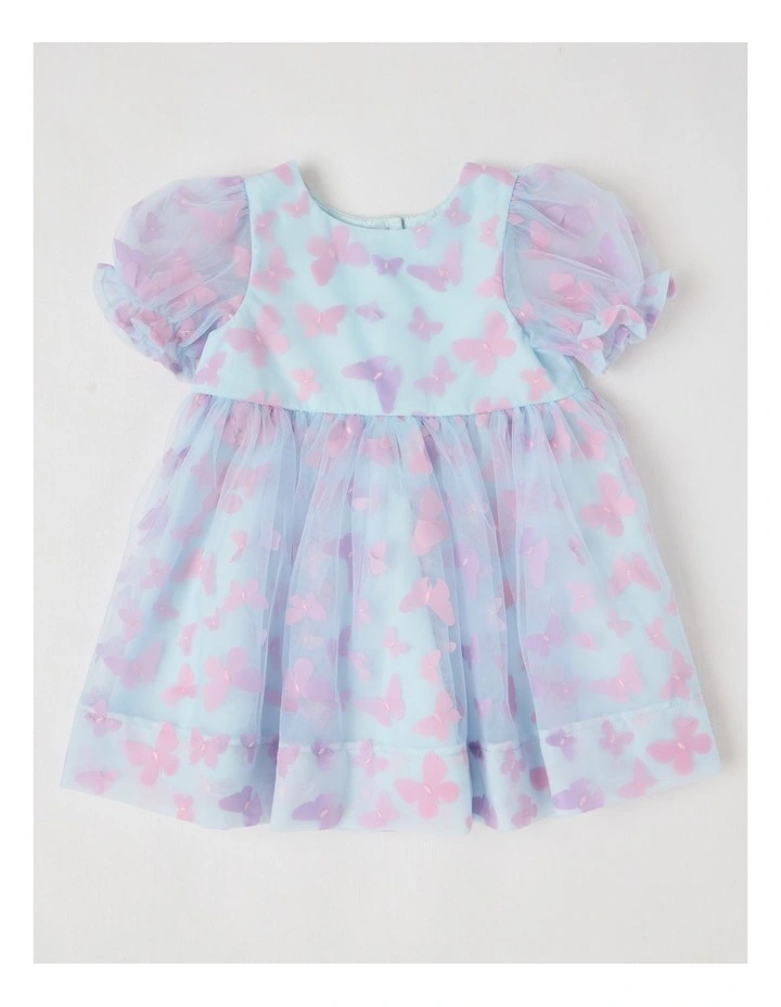 Lulu Butterfly Dress with Puff Sleeves in Light Blue image 1