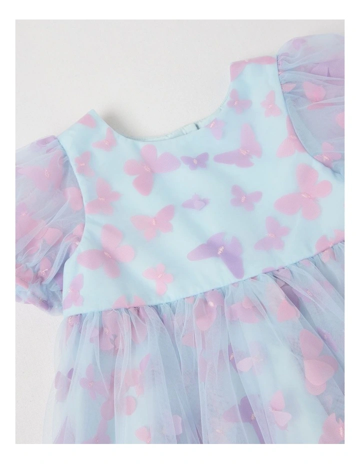 Lulu Butterfly Dress with Puff Sleeves in Light Blue image 2