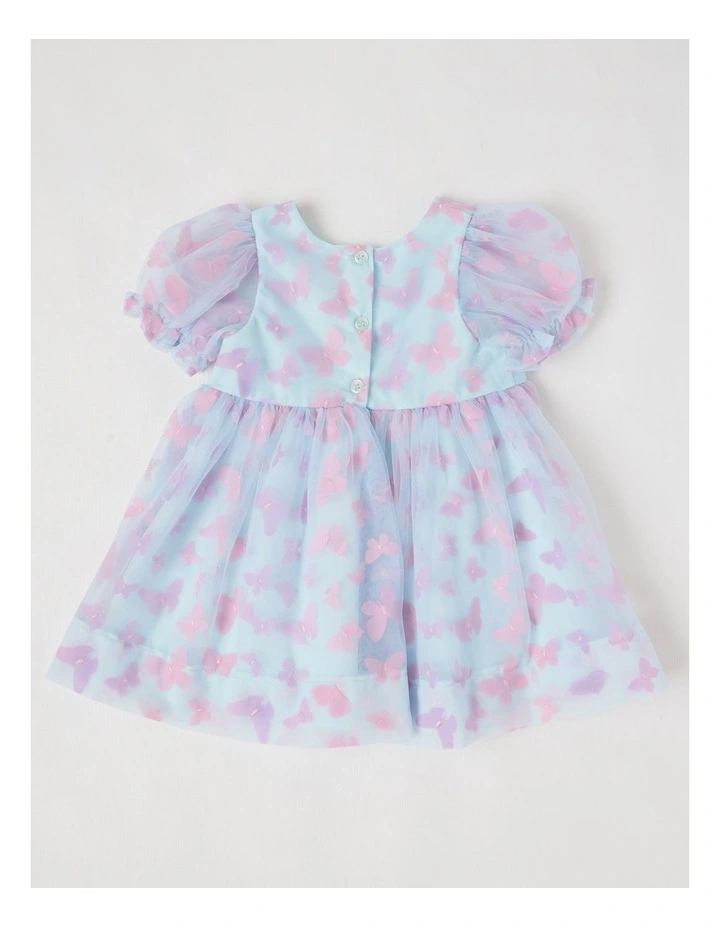 Lulu Butterfly Dress with Puff Sleeves in Light Blue image 3