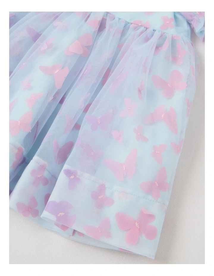 Lulu Butterfly Dress with Puff Sleeves in Light Blue image 4