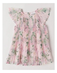 Mila Pleated A-Line Dress in Pink