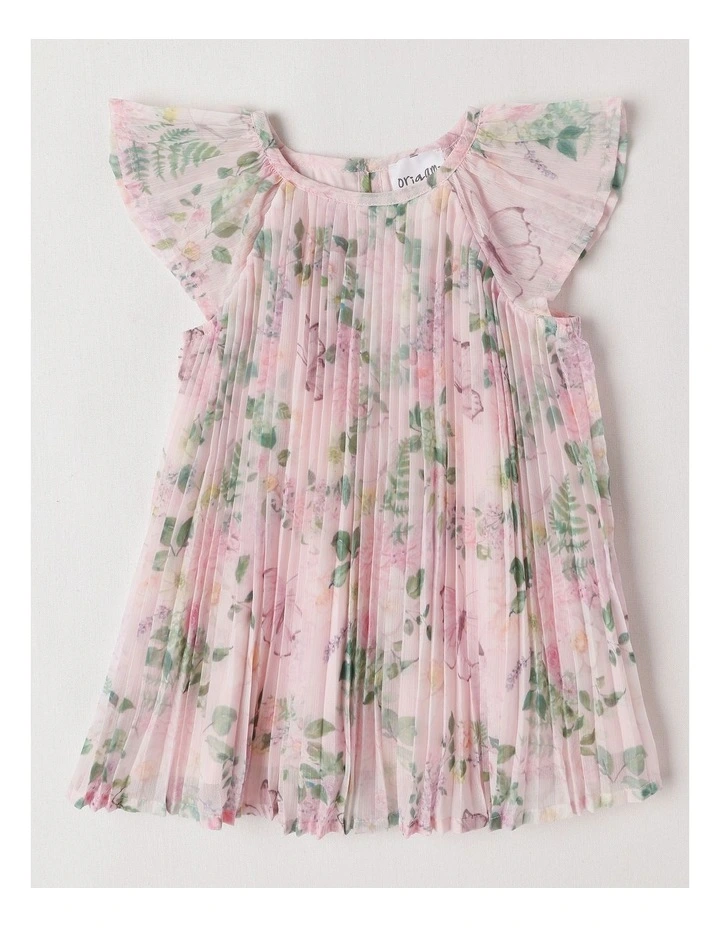 Mila Pleated A-Line Dress in Pink image 1