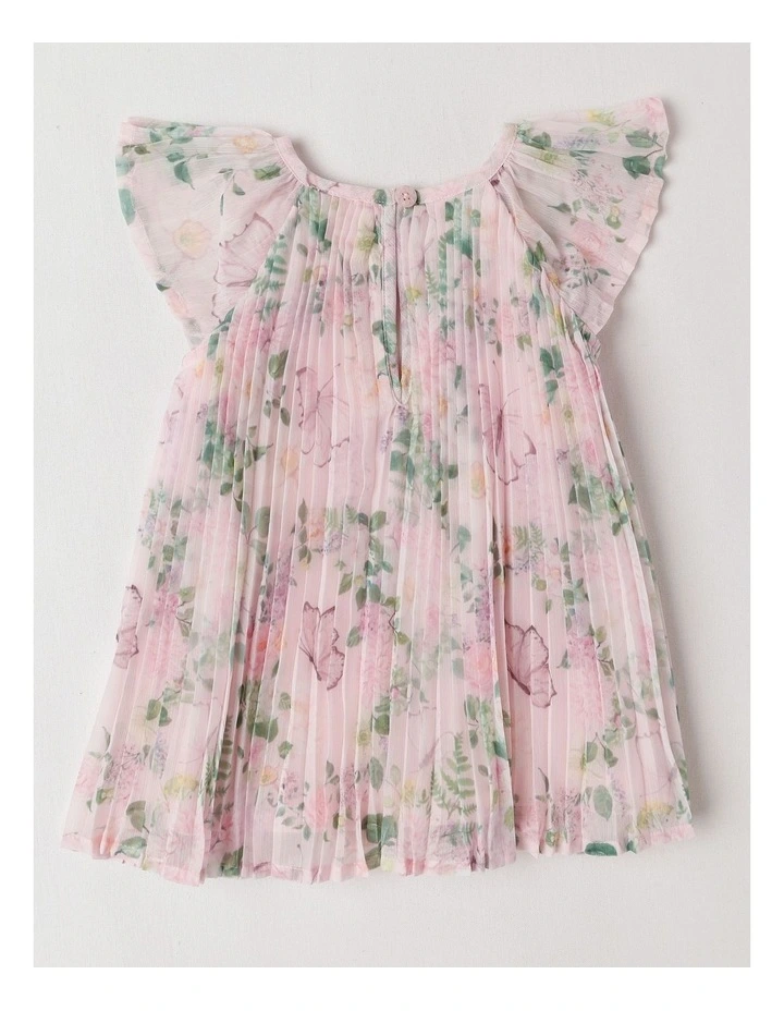 Mila Pleated A-Line Dress in Pink image 3