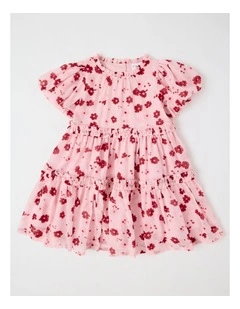 Ember Lurex Drop Waist Dress in Pink