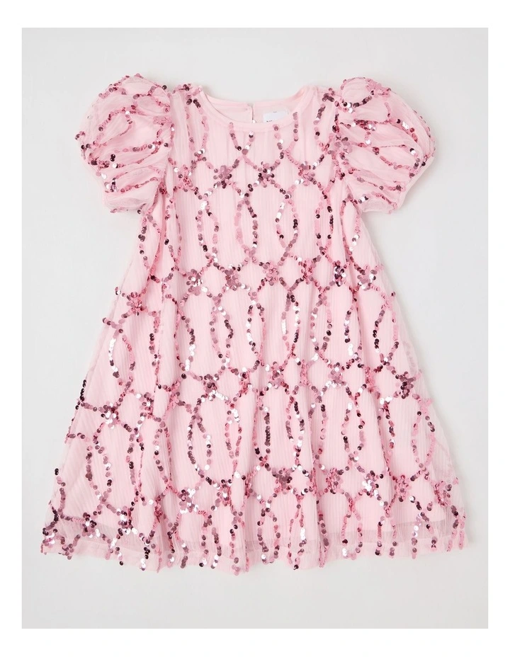 Aurora Pleated Dress with Sequins in Pink image 1