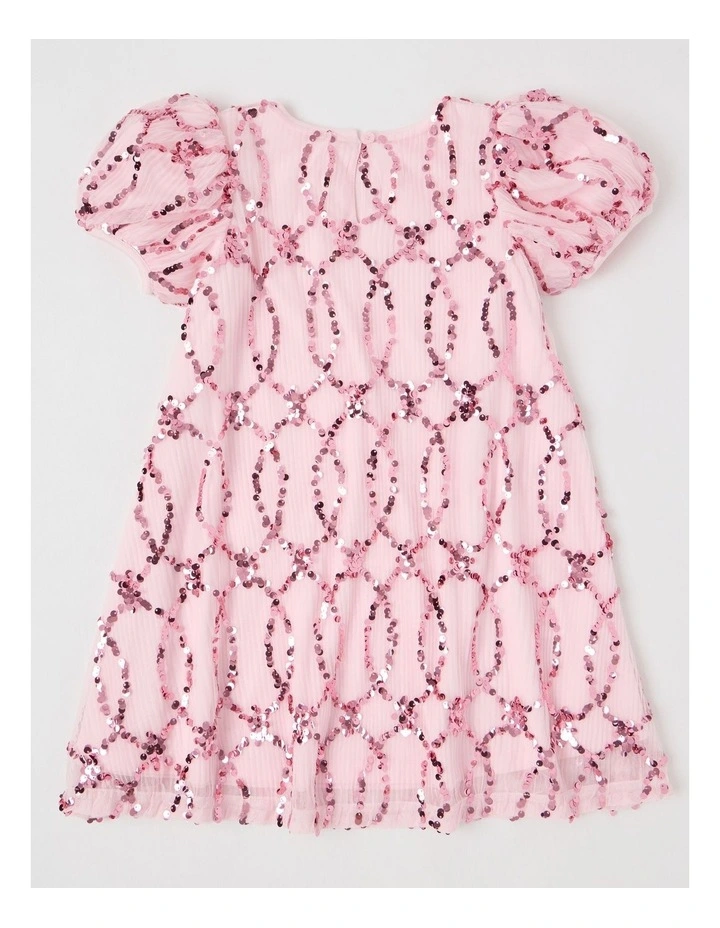 Aurora Pleated Dress with Sequins in Pink image 3