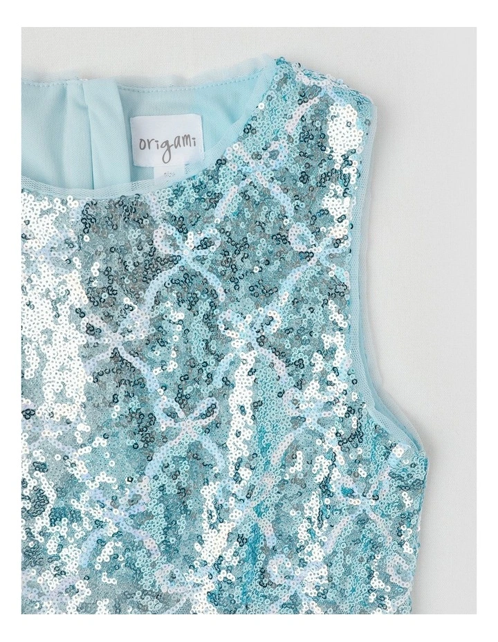 Elenor Bow Dress with Godet Inserts in Blue image 2