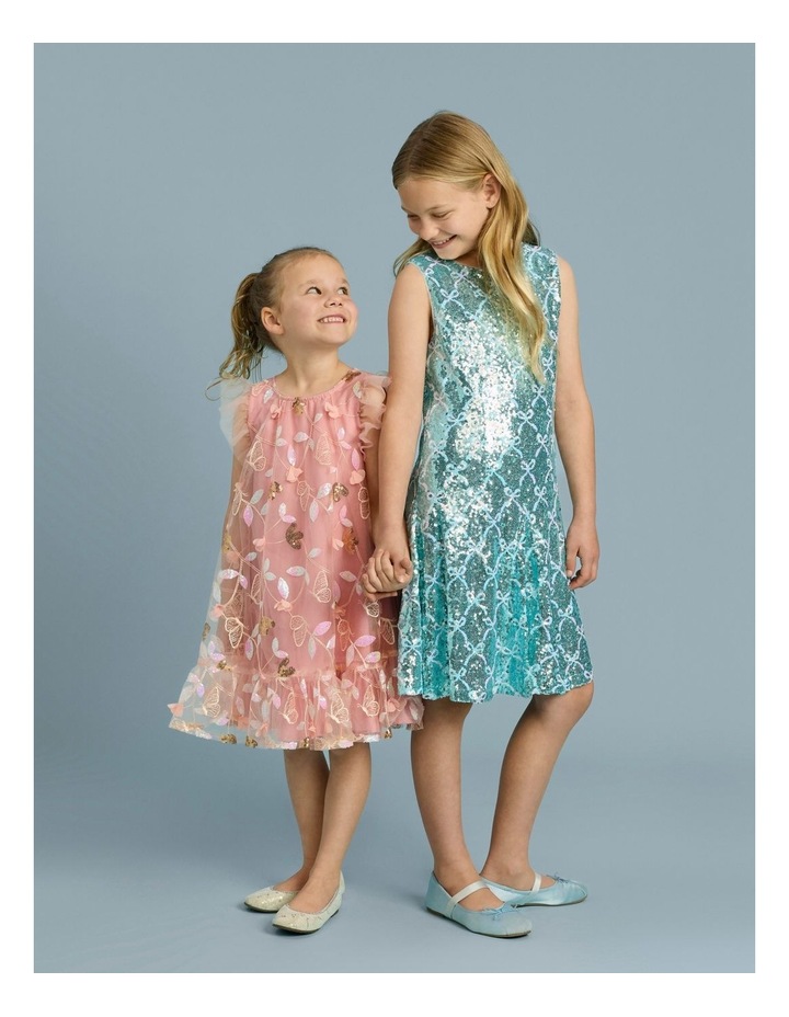 Elenor Bow Dress with Godet Inserts in Blue image 3