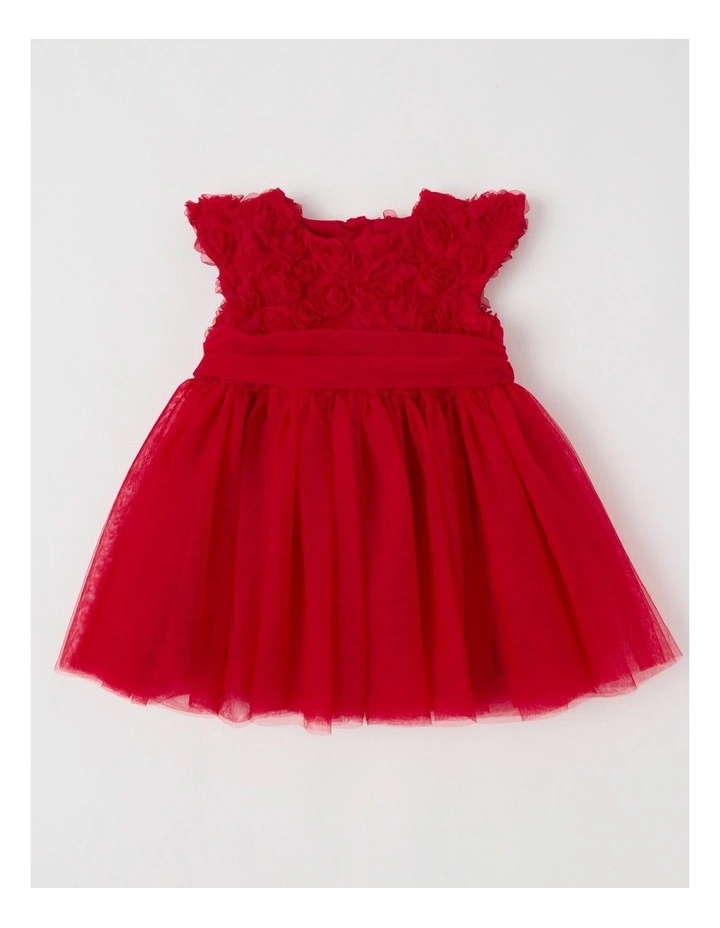 Laila Dress with Tulle Skirt & Rosette Bodice in Berry image 1