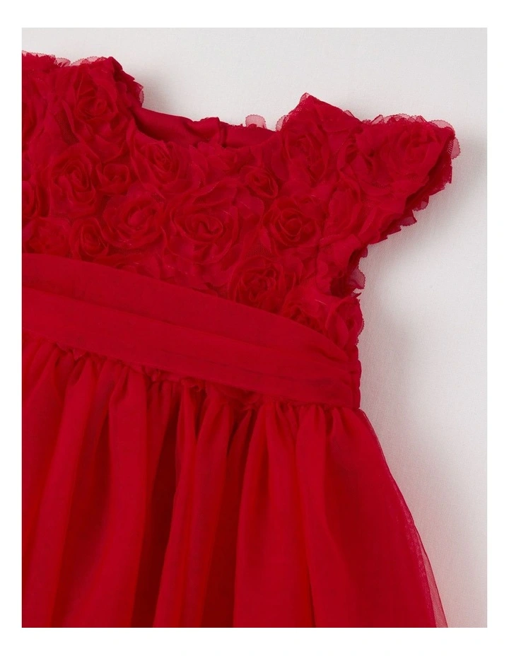 Laila Dress with Tulle Skirt & Rosette Bodice in Berry image 2