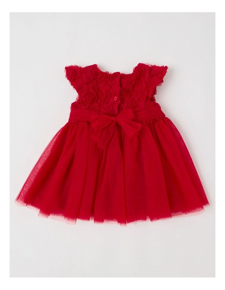 Laila Dress with Tulle Skirt & Rosette Bodice in Berry image 3